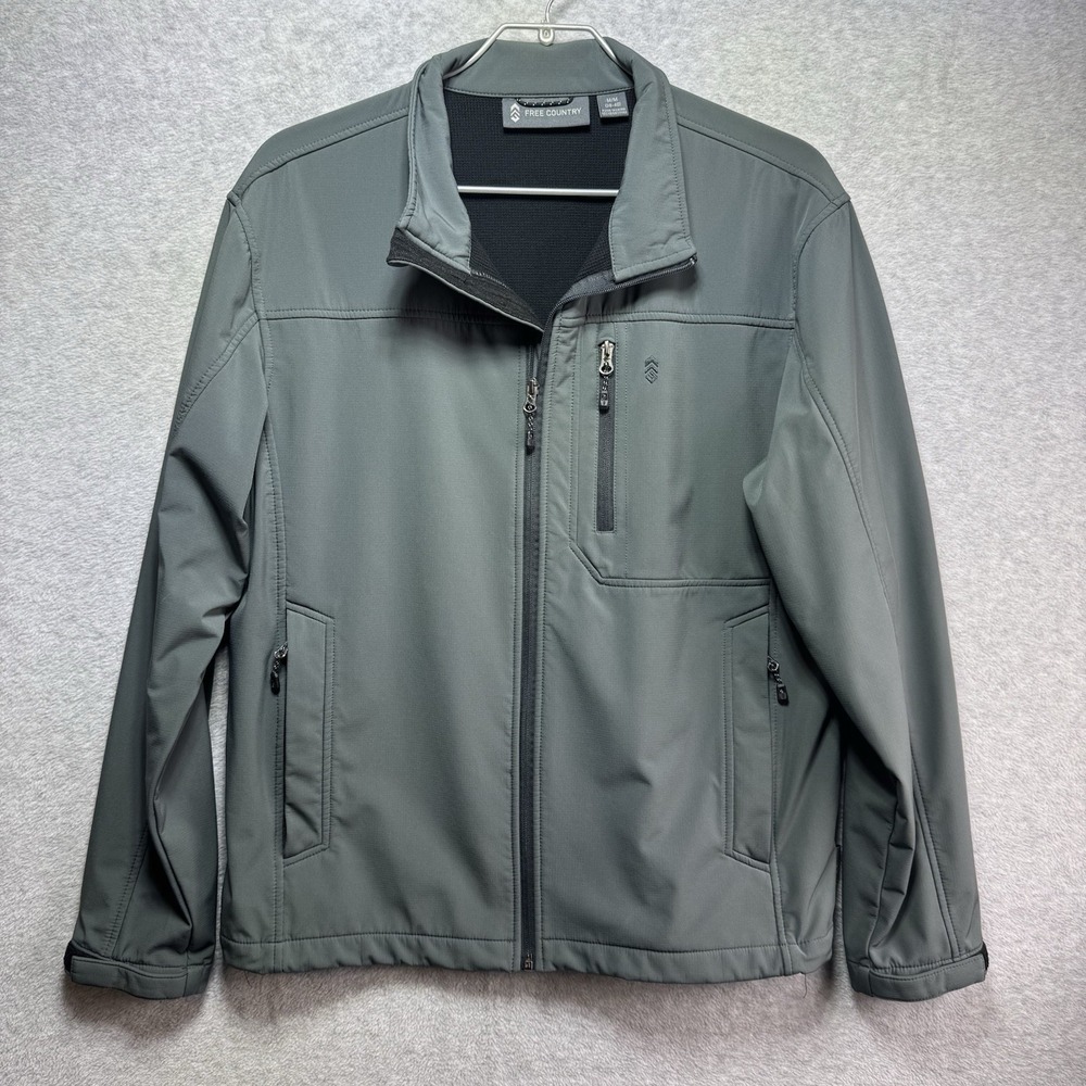 Free Country Jacket Mens Medium M Gray Full Zip Pockets Pewter Water Resistant - Picture 1 of 15
